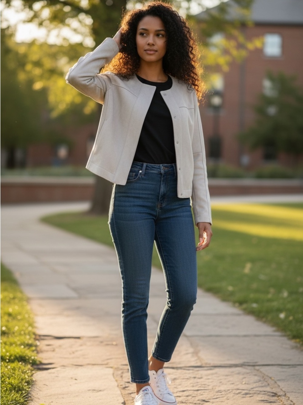 Zara Light Beige Collarless Jacket